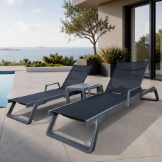 Комплект 2 шезлонга Siesta Tropic + Стол Siesta Ocean Side Table - Dark Grey Black