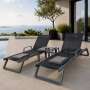 Комплект із 2 шезлонгів Siesta Tropic +  Стіл Siesta Ocean Side Table - Dark Grey Black