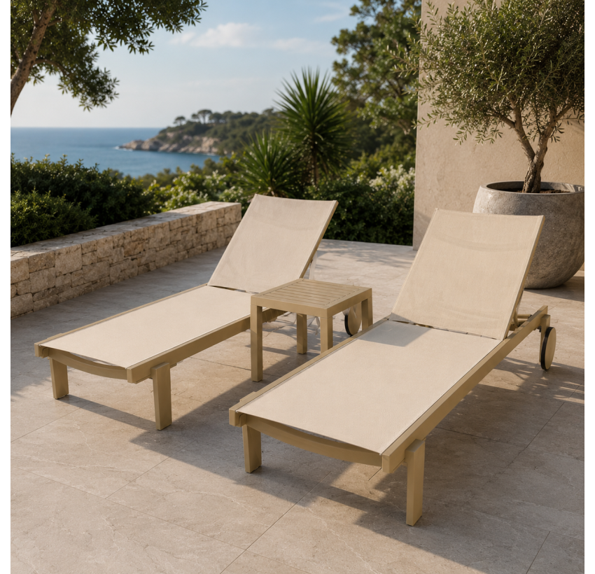 Комплект з 2 шезлонгів Siesta Casablanca +  Стіл Siesta Ocean Side Table - Taupe - Taupe