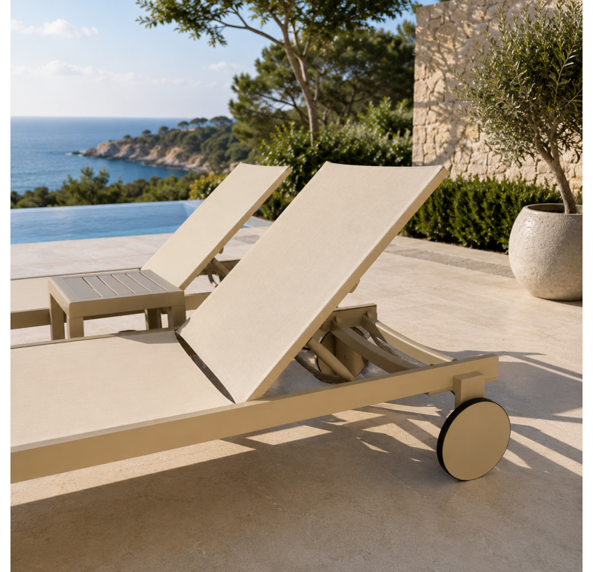 Комплект з 2 шезлонгів Siesta Casablanca +  Стіл Siesta Ocean Side Table - Taupe - Taupe