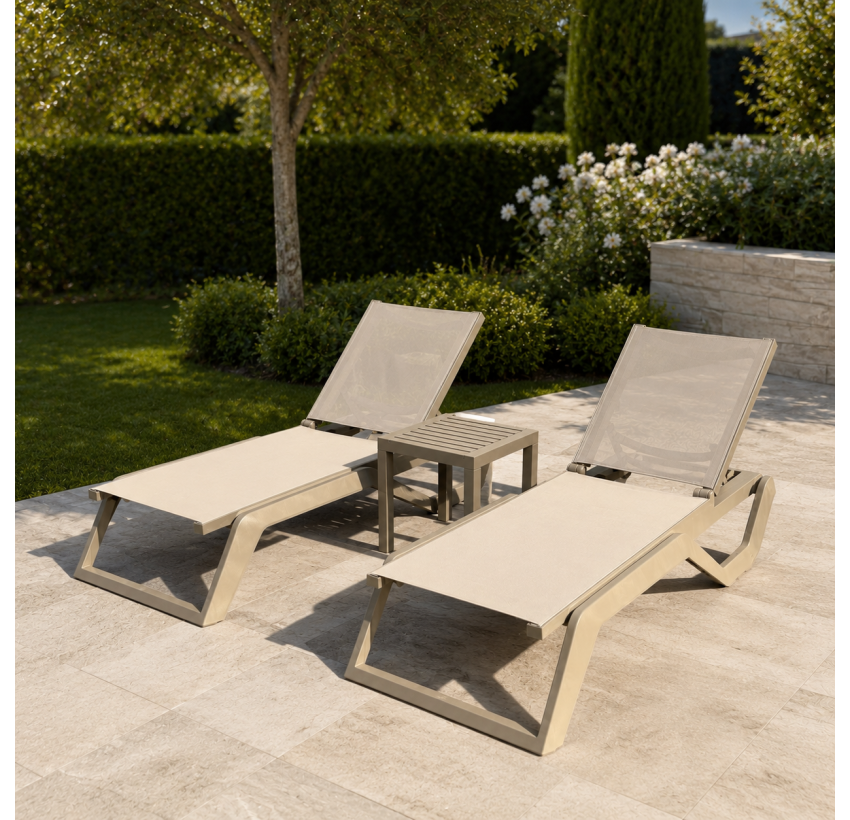 Комплект 2 шезлонга Siesta Rio Pro + Стол Siesta Ocean Side Table - Taupe