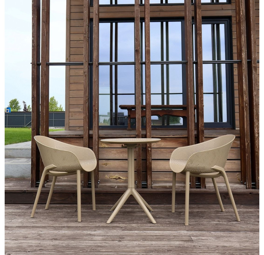 Комплект 2 стула Siesta Sky Pro + Стол круглый Siesta Sky Folding Table 60 - Taupe