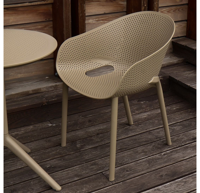 Комплект 2 стула Siesta Sky Pro + Стол круглый Siesta Sky Folding Table 60 - Taupe
