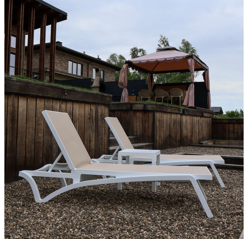 Комплект 2 шезлонга Siesta Pacific + Стол Siesta Ocean Side Table - White Taupe