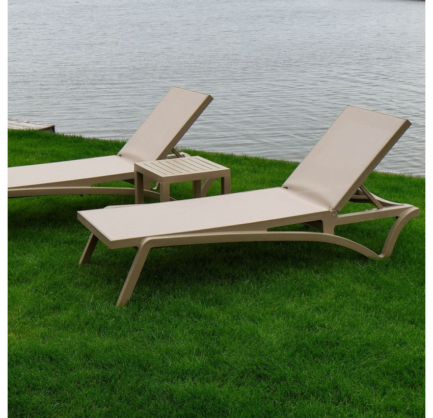Комплект 2 шезлонга Siesta Pacific + Стол Siesta Ocean Side Table - Taupe