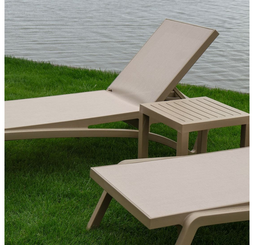 Комплект 2 шезлонга Siesta Pacific + Стол Siesta Ocean Side Table - Taupe