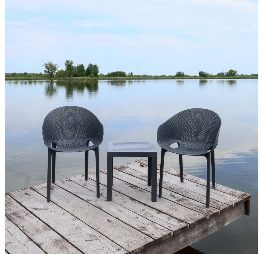 Комплект 2 стула Siesta Sky Pro + Стол Siesta Ocean Side Table - Dark Grey