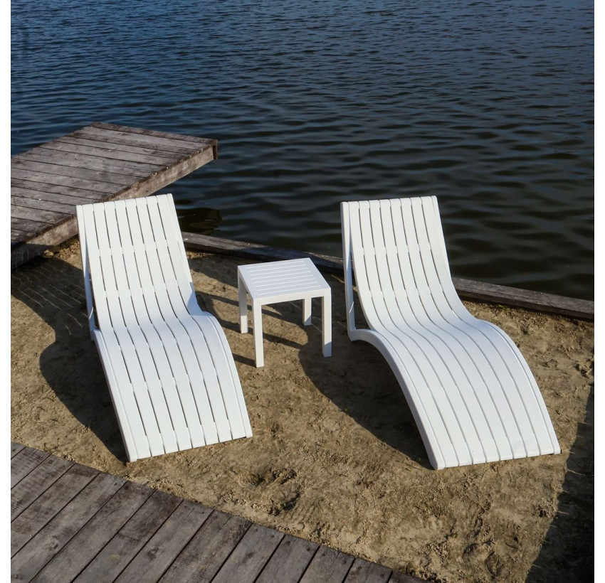 Комплект 2 шезлонга Siesta Slim + Стол Siesta Ocean Side Table - White