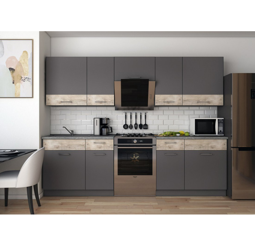 Кухня Лея Doros 2.6 м  Графит/Клондайк ДСП 260х60х250 (81000013)