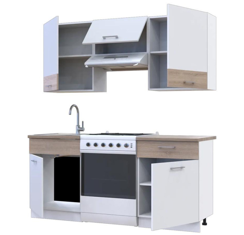 Кухня Лея Doros 1.8 м  Белый/Дуб Сонома ДСП 180х60х250 (81000010)