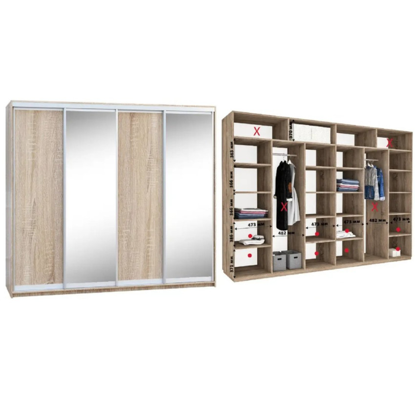 Шафа купе чотиридверна Новатор Н 4336 (240х60х330)