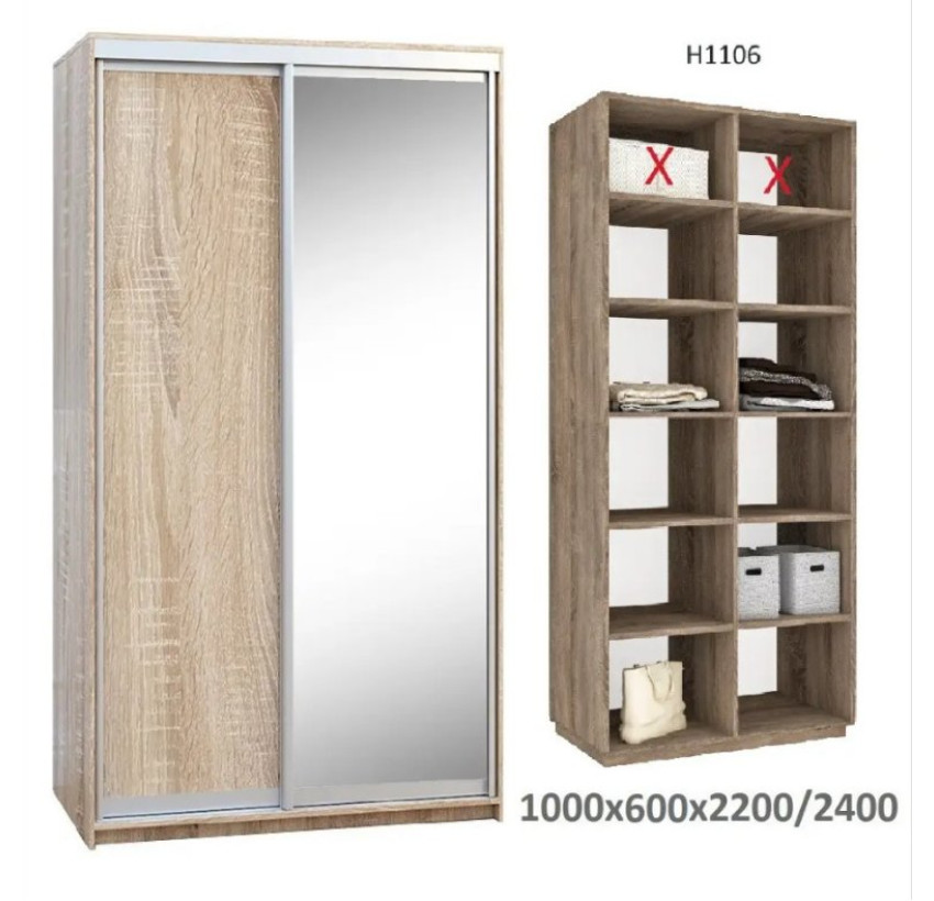 Шафа купе дводверна Новатор Н 1106 (220х60х100)