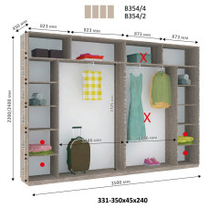 Шафа купе Віват В 354 (220х45х350)