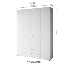 Пенал Сота С180 Белый-короткая ручка (178х50х240)