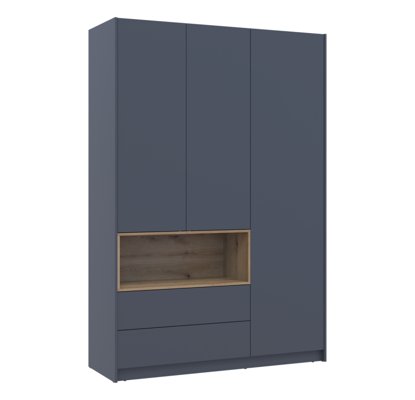 Шкаф для одежды с нишей Doros Дэйл Антрацит/Дуб Эвок 3 ДСП 150х52х220 (44900526)