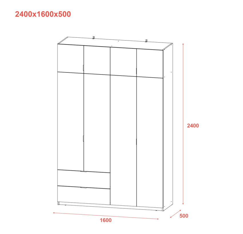 Розпашна Шафа для одягу Doros Лукас Канноло/Канноло 160х50х240 (44900366)