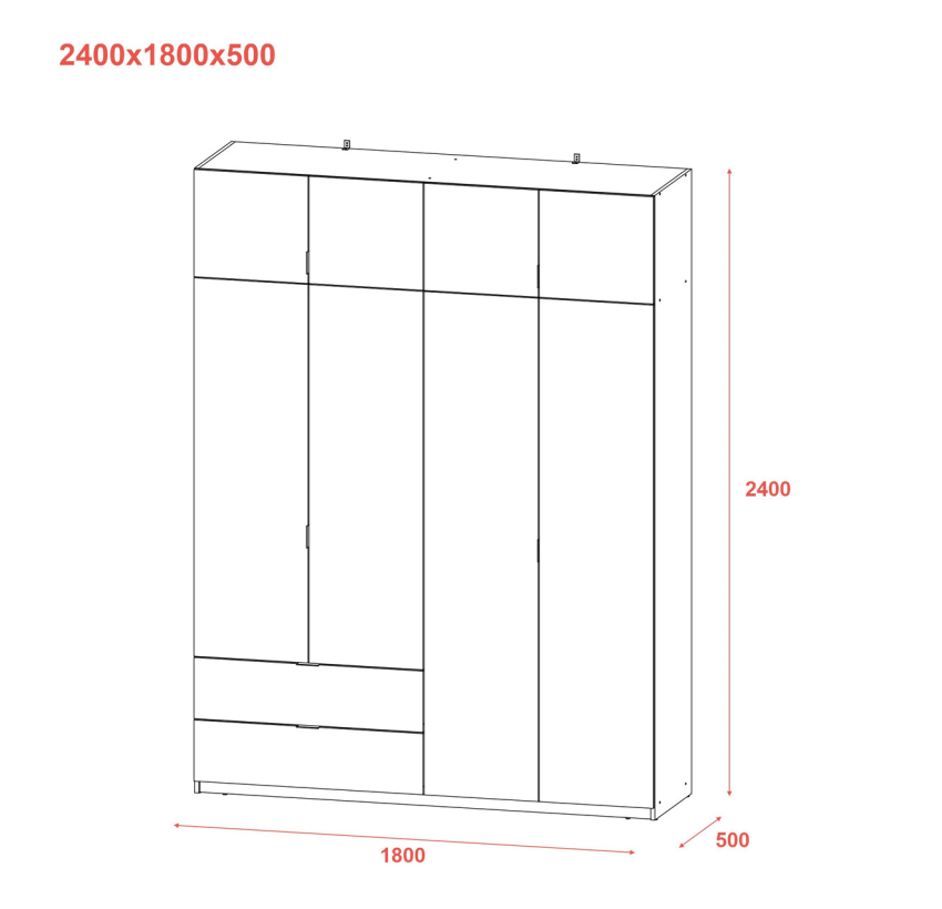 Розпашна Шафа для одягу Doros Лукас Канноло/Канноло 180х50х240 (44900367)