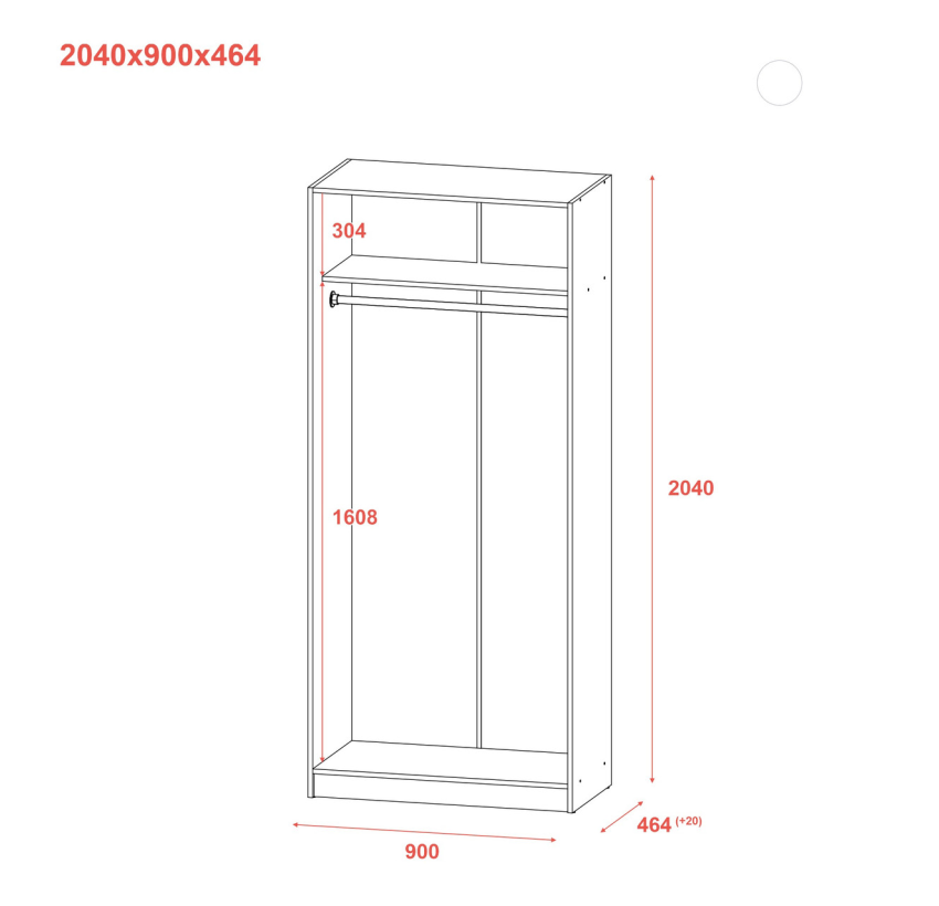 Шкаф для одежды Doros Промо Антрацит 2 ДСП 90х48х204 (44900523)