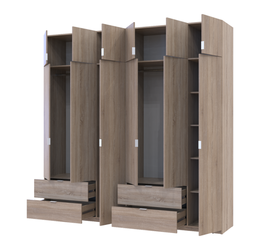 Распашный Шкаф для одежды Doros Лукас Дуб сонома 3+3 ДСП 240х50х240 (42005107)