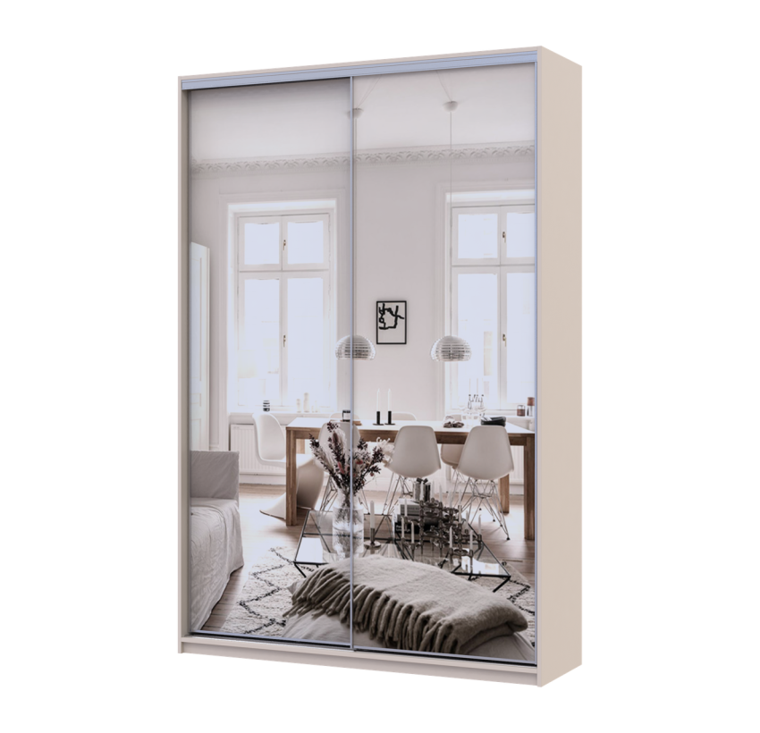 Шкаф купе Doros Сити Лайт Кашемир 2 Зеркала 150х45х225 (80736362)