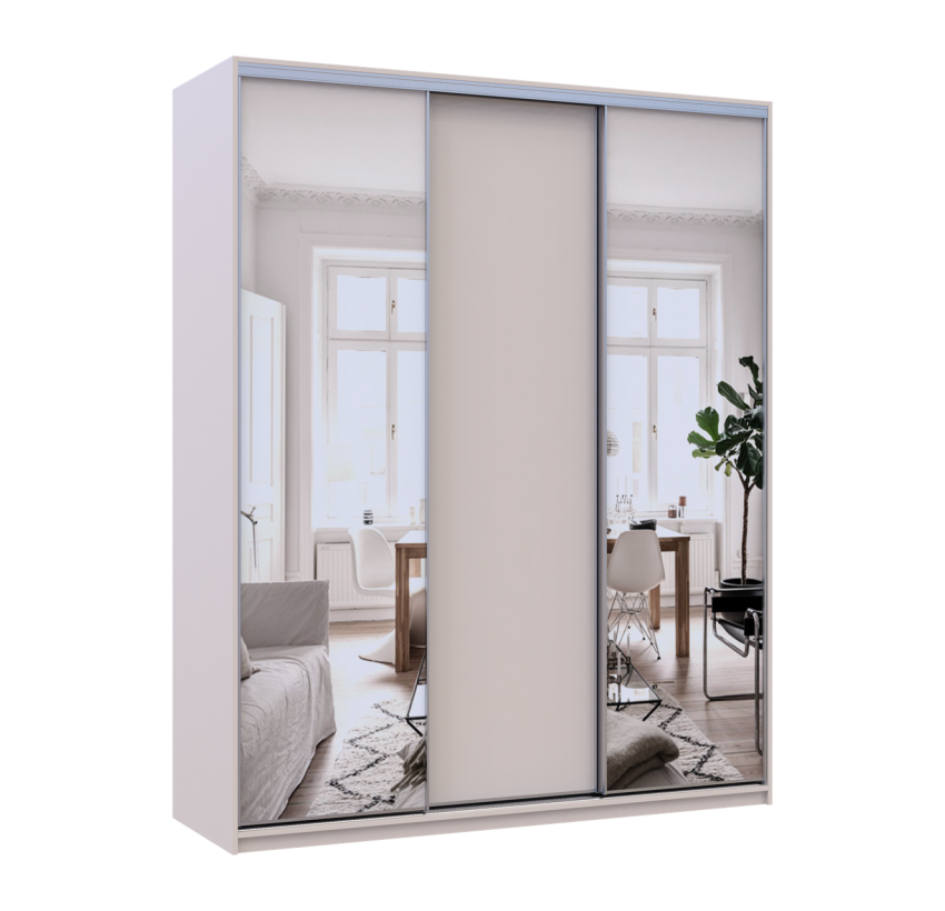 Шкаф купе Doros Сити Лайт Кашемир 1 ДСП/2 зеркала 180х60х225 (80736368)