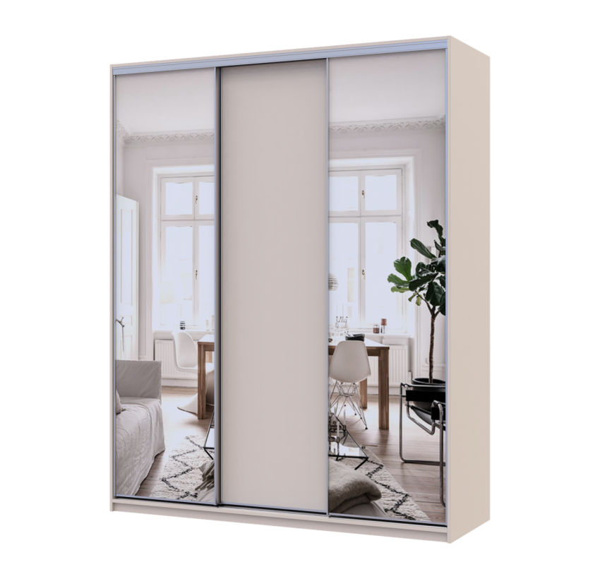 Шкаф купе Doros Сити Лайт Кашемир 1 ДСП/2 зеркала 180х60х225 (80736368)