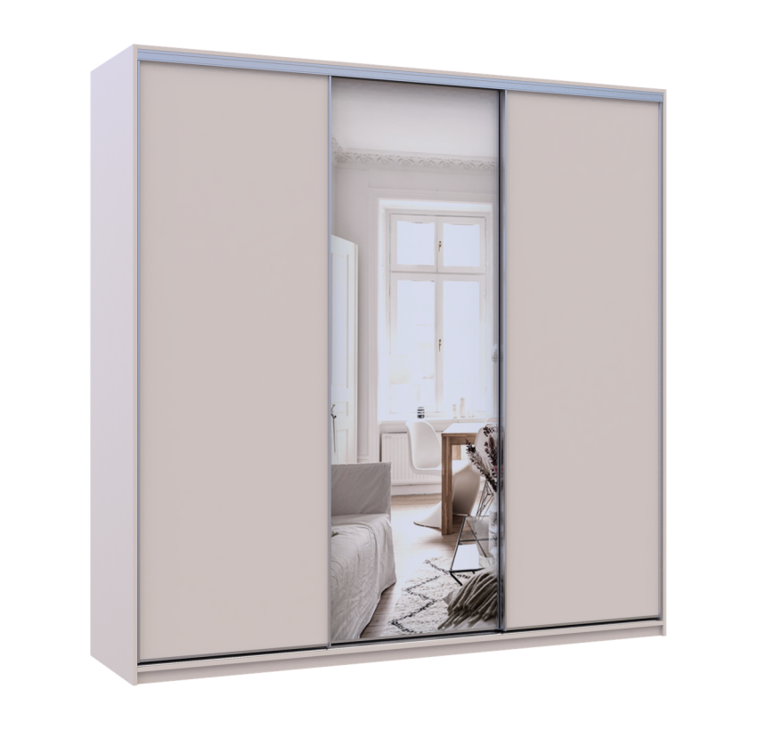 Шкаф купе Doros Сити Лайт Кашемир 2 ДСП/1 зеркало 225х60х225 (80736383)