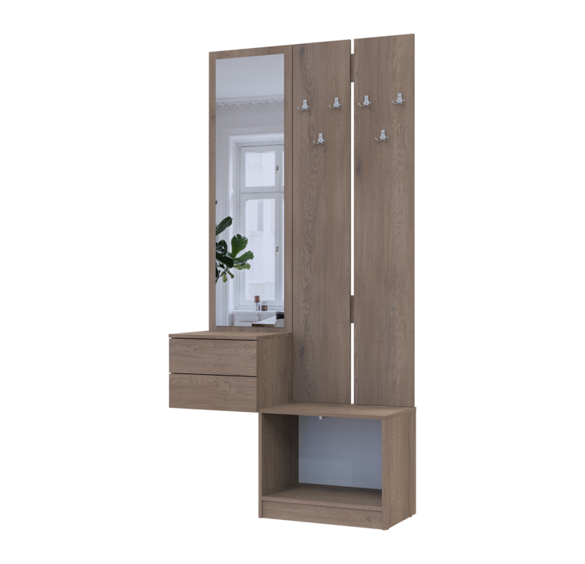 Прихожая Doros Сола 2+3 Канноло/Кашемир ДСП/зеркало 105х40х215 (42005234)