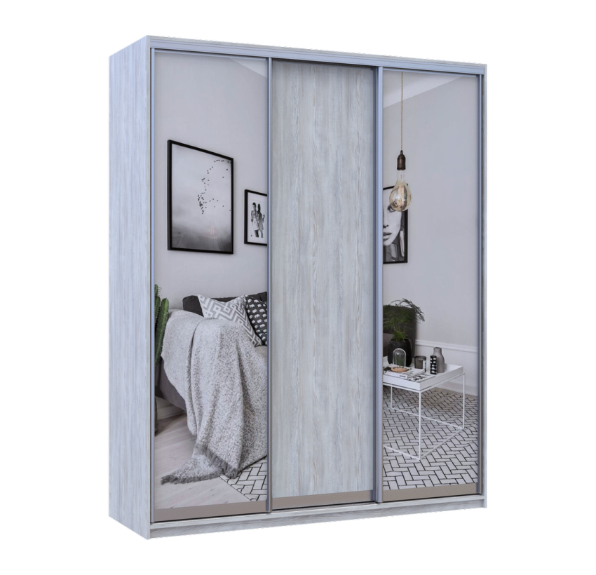 Шкаф купе Doros Сити Лайт Сосна Натти 1 ДСП / 2 зеркала 180х60х225 (80736520)