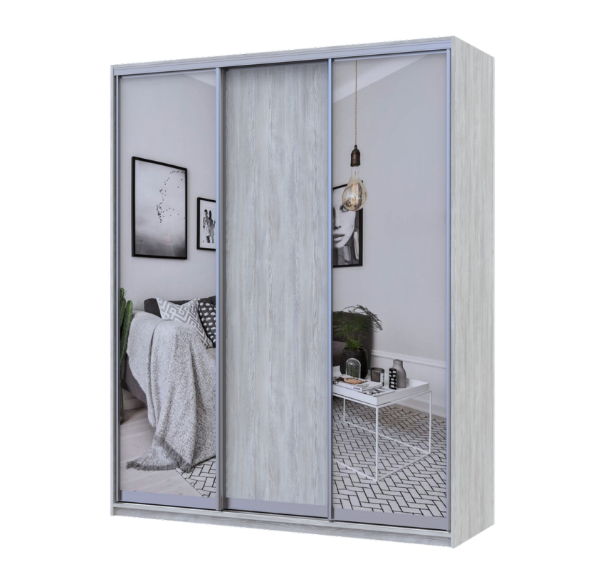 Шкаф купе Doros Сити Лайт Сосна Натти 1 ДСП / 2 зеркала 225х60х225 (80736528)