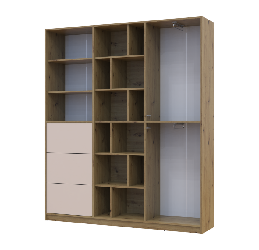 Шафа для одягу Doros Морган Дуб Артізан/Кашемір ДСП/Шухляди 180х40х210 (44900409)