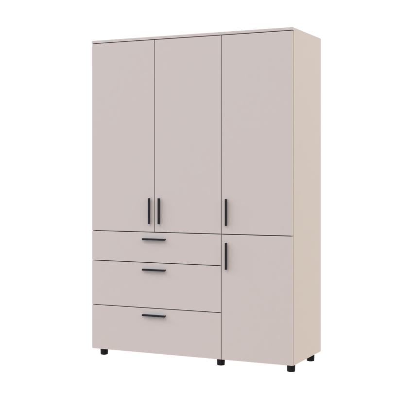 Шафа для одягу Doros Торн Кашемір 3 ДСП/3Ш (полиці) 135х51.6х200 (44900498)