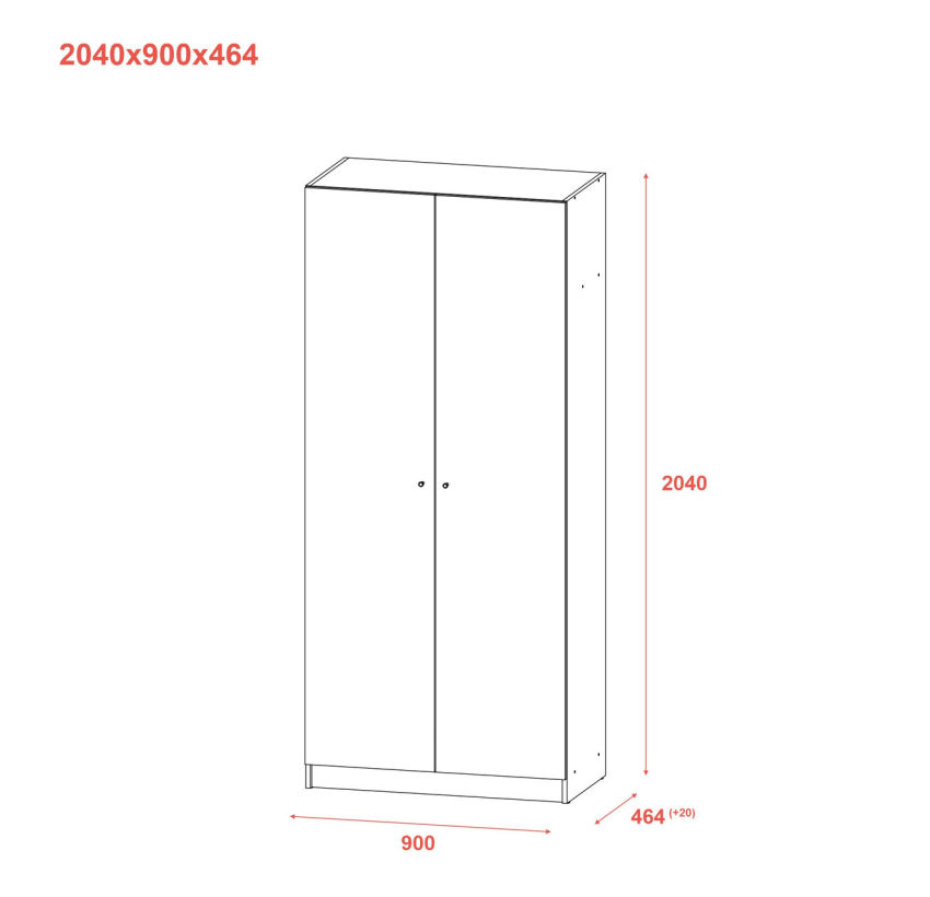 Шкаф для одежды Doros Промо Антрацит 2 ДСП 90х48х204 (44900523)