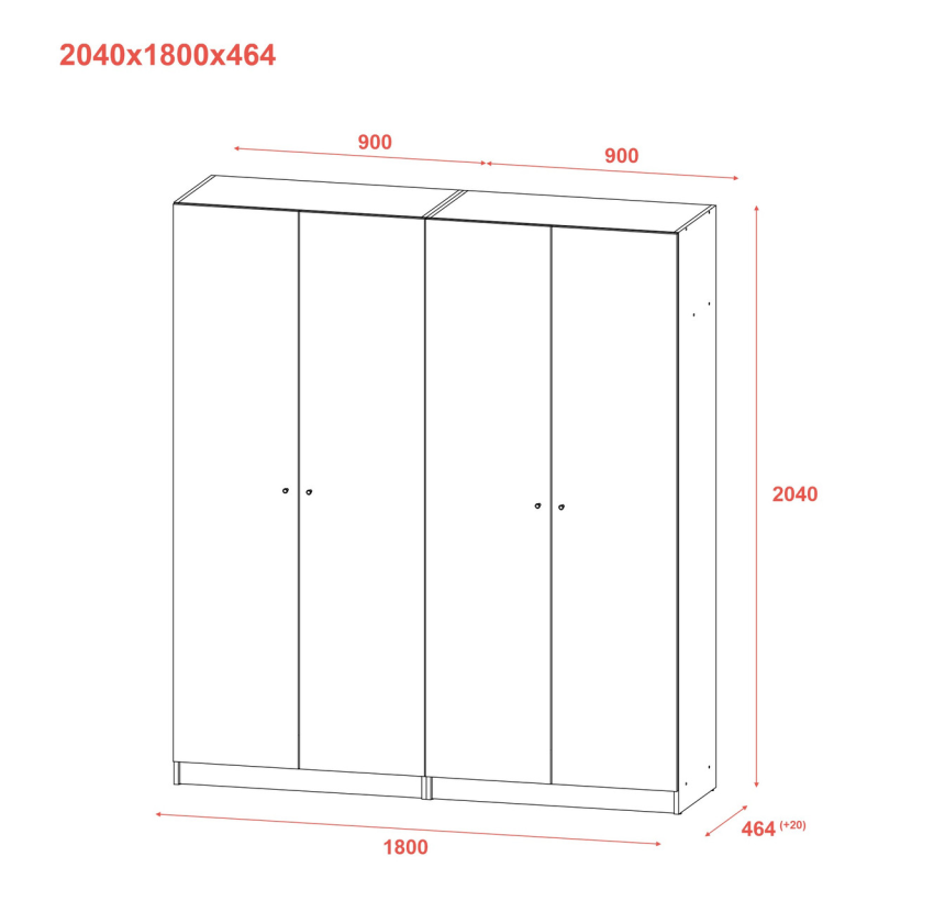 Шкаф для одежды Doros Промо Антрацит 2+2 ДСП 180х48х204 (42005333)