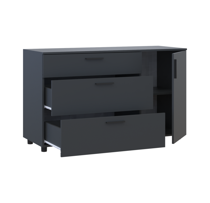 Комод Doros Торн Антрацит 3Ш/1Д 135×51,6×80 (41510185)