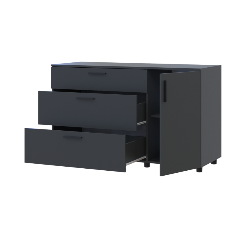 Комод Doros Торн Антрацит 3Ш/1Д 135х51.6х80 (41510185)
