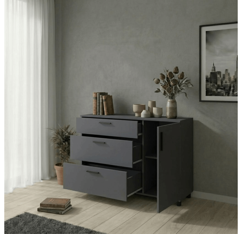 Комод Doros Торн Антрацит 3Ш/1Д 135×51,6×80 (41510185)