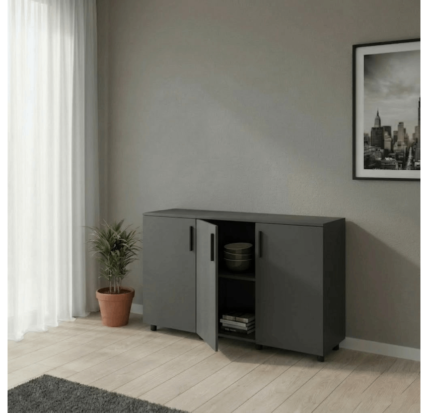 Комод Doros Торн Антрацит 3 ДСП 135×51,6×80 (41510173)