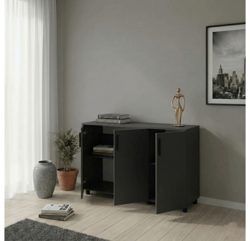 Комод Doros Торн Антрацит 3 ДСП 135×51,6×80 (41510173)