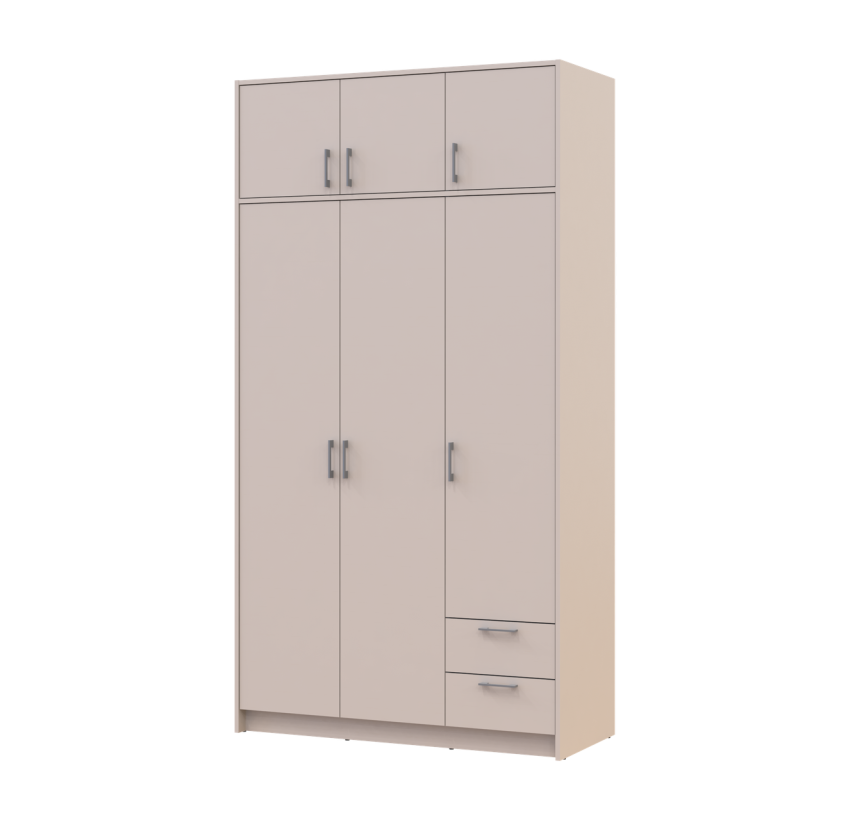 Шафа для одягу Doros Ронді з антресолею Кашемір 3 ДСП 121х52х236 (80738474)