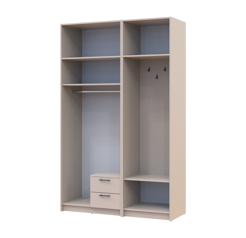 Шкаф для одежды Doros Ронди с вешалкой, зеркалом и антресолью Кашемир 2 ДСП 142х52х236 (42005403)