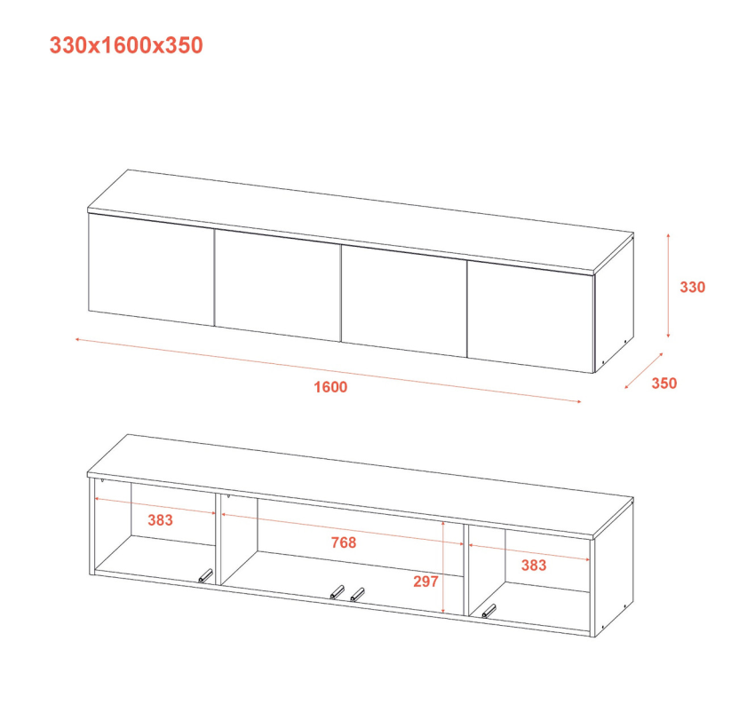 Тумба ТВ Doros Левия Канноло 4Д 160х35х33 (41516197)