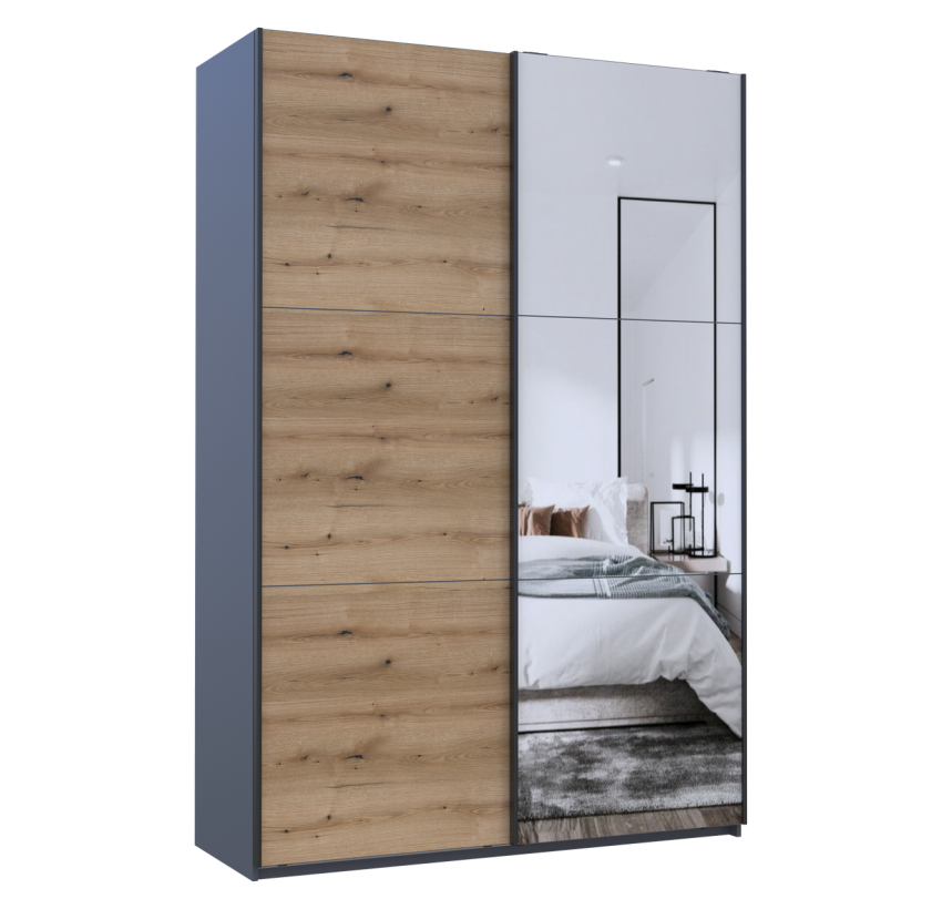 Шкаф купе Doros G-Caiser Антрацит/Дуб Евок 1 ДСП / 1 дзеркало / 3 частини (42005413)